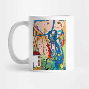 Fantastic Valley [ Surreal Dream Illustration]. Pen drawing. Mug